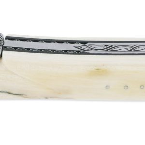 Couteau Laguiole en Aubrac 1 Pièce 12 cm Plein Manche en Ivoire de Mammouth Ressort et platines guillochés Mouche N°8