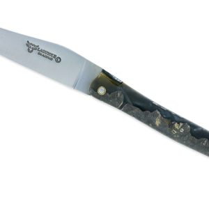 Couteau Laguiole en Aubrac 1 Pièce 12 cm Plein Manche en Loupe de Peuplier Gris Entretoises Jaunes