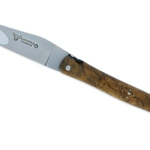 Couteau Laguiole en Aubrac 1 Pièce 12 cm Plein Manche en Loupe de Teck Finition Inox Brossé