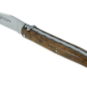 Couteau Laguiole en Aubrac 1 Pièce 12 cm Plein Manche en Loupe de Teck Finition Inox Brossé
