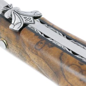 Couteau Laguiole en Aubrac 1 Pièce 12 cm Plein Manche en Loupe de Teck Finition Inox Brossé