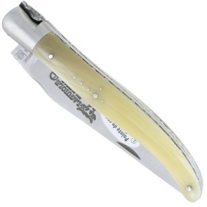 Couteau Laguiole en Aubrac 1 Pièce 12 cm Pointe de Corne 1 Mitre Inox Brossé Décoration Bourdon