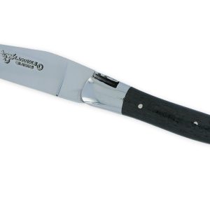 Couteau Laguiole en Aubrac 1 pièce 12cm Carbone 2 Mitres Inox Brillant Platines et Ressort Guillochés Finition Brillante