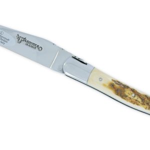 Couteau Laguiole en Aubrac 1 pièce 12cm Croute d'Ivoire de Mammouth 2 Mitres Inox Brillant