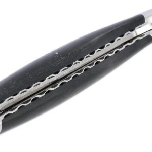 Couteau Laguiole en Aubrac 1 pièce 12cm Ebène 2 Mitres Inox Brillant Platines et Ressort Guillochés Finition Brillante
