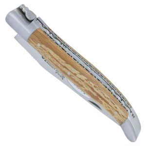 Couteau Laguiole en Aubrac 1 pièce 12cm Manche Bois d'Aubrac 2 Mitres Double Platines Finition Brossée
