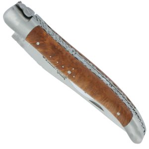 Couteau Laguiole en Aubrac 1 pièce 12cm Manche Bruyère 2 Mitres Double Platines