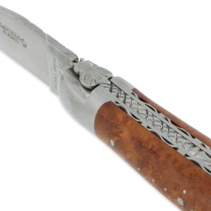 Couteau Laguiole en Aubrac 1 pièce 12cm Manche Bruyère 2 Mitres Double Platines