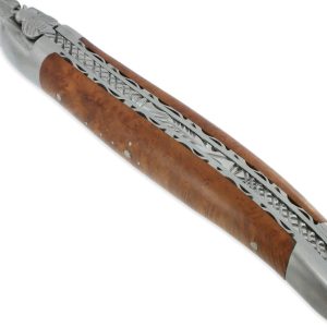 Couteau Laguiole en Aubrac 1 pièce 12cm Manche Bruyère 2 Mitres Double Platines