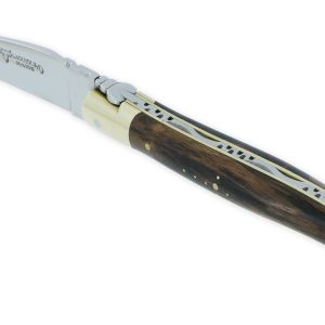 Couteau Laguiole en Aubrac 1 pièce 12cm Manche Cep de Vigne Mitres et Platines Laiton Brillant Ressort Guilloché