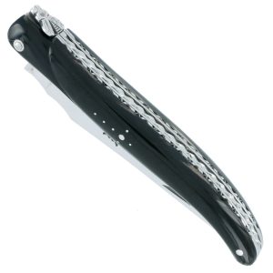 Couteau Laguiole en Aubrac 1 pièce 12cm Plein Manche Buffle Ressort Spiral Finition Brillante Double Platines
