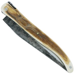 Couteau Laguiole en Aubrac 1 pièce 12cm Plein Manche Croute d’Ivoire de Mammouth Lame Brut de Forge