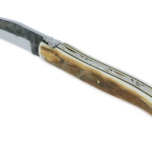 Couteau Laguiole en Aubrac 1 pièce 12cm Plein Manche Croute d’Ivoire de Mammouth Lame Brut de Forge