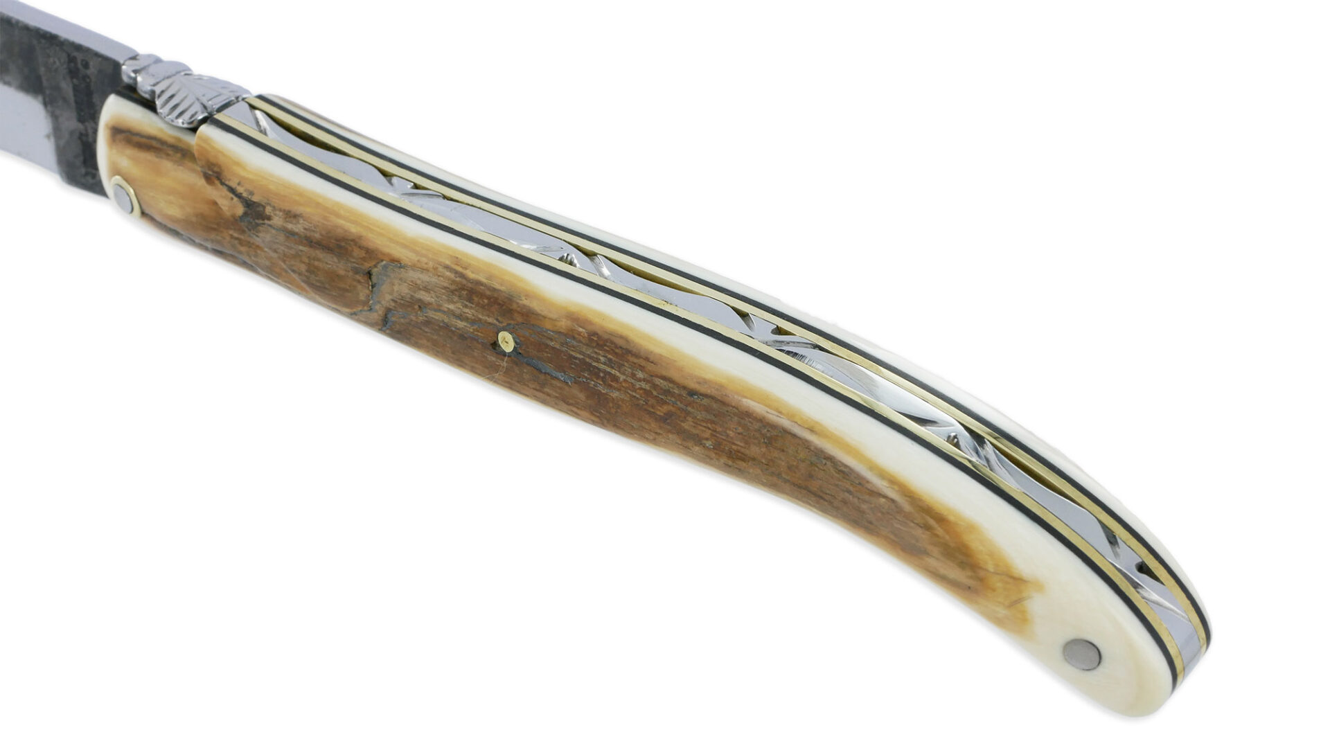 Couteau Laguiole en Aubrac 1 pièce 12cm Plein Manche Croute d’Ivoire de Mammouth Lame Brut de Forge