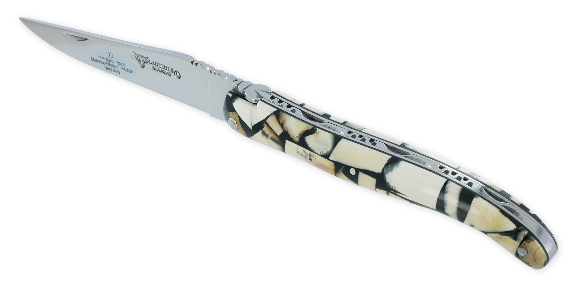 Couteau Laguiole en Aubrac 1 piece 12cm plein Manche Nougatine Mammouth