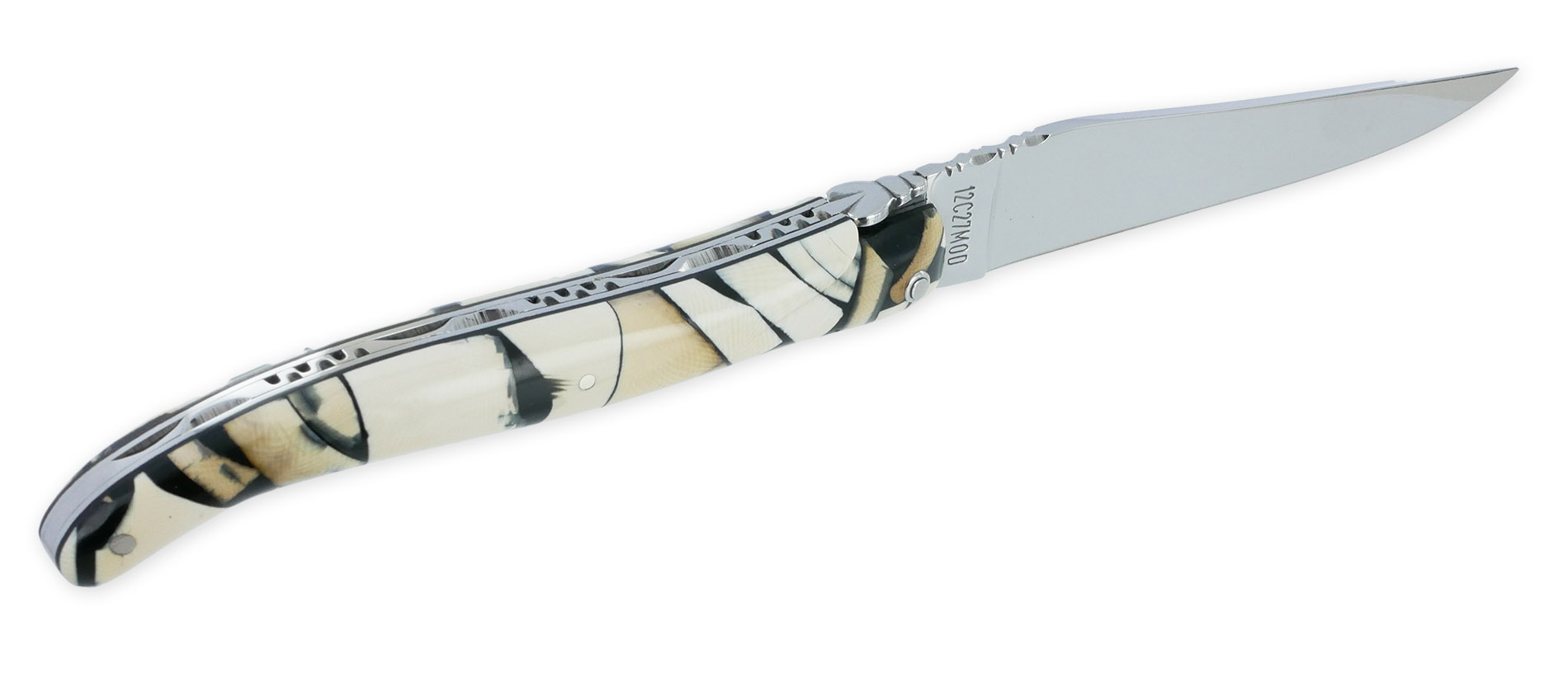 Couteau Laguiole en Aubrac 1 piece 12cm plein Manche Nougatine Mammouth
