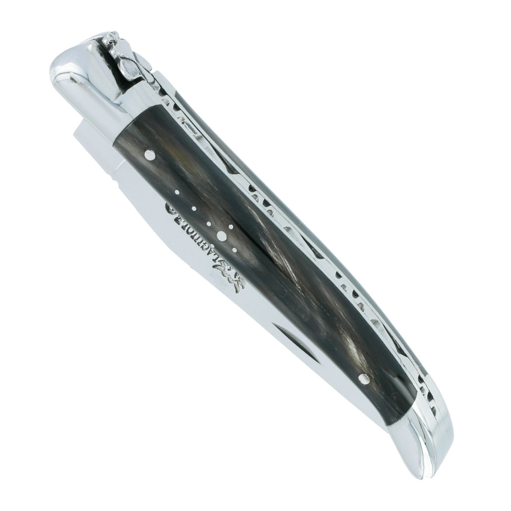 Couteau_Laguiole_en_Aubrac_1_piece_Manche_Buffle_2_Mitres_Inox_brillant_10cm_0