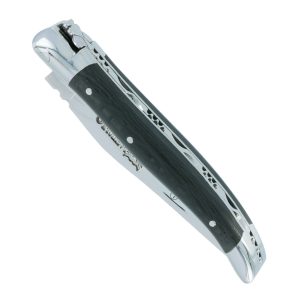 Laguiole en Aubrac Knife 1 pièce Carbon Handle 2 Bolsters Shiny Stainless Steel 10 cm