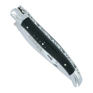 Laguiole en Aubrac Knife 1 pièce Ebony Handle Shiny 2 Bolsters Stainless Steel 10 cm