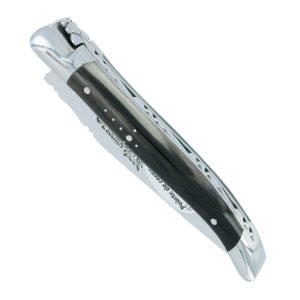 Couteau_Laguiole_en_Aubrac_1_piece_Manche_Pointe_de_Corne_2_Mitres_Inox_brillant_10cm