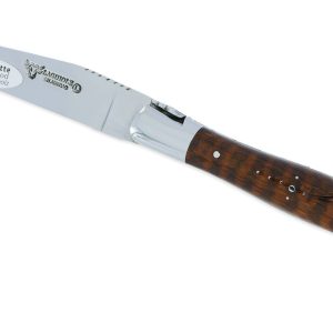 Couteau Laguiole en Aubrac 2 pièces 12cm avec Tire Bouchon Manche Amourette 2 Mitres Inox Brillant Double Platines