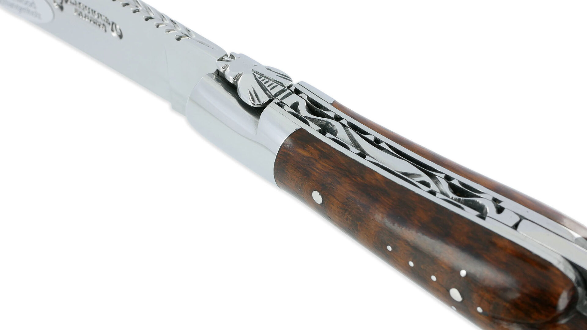 Couteau Laguiole en Aubrac 2 pièces 12cm avec Tire Bouchon Manche Amourette 2 Mitres Inox Brillant Double Platines