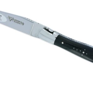 Couteau Laguiole en Aubrac 2 pièces 12cm avec Tire Bouchon Manche Ebène 2 Mitres Inox Brillant Double Platines