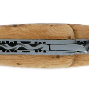 Couteau Laguiole en Aubrac 2 pièces 12cm avec Tire Bouchon Manche Genevrier 2 Mitres Inox Brossé Double Platines