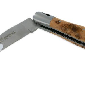 Couteau Laguiole en Aubrac 2 pièces 12cm avec Tire Bouchon Manche Genevrier 2 Mitres Inox Brossé Double Platines