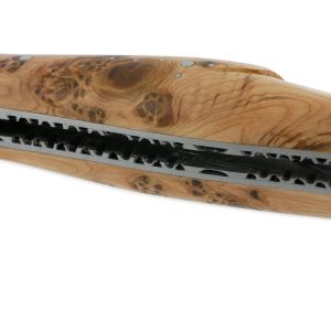Couteau Laguiole en Aubrac 2 pièces 12cm avec Tire Bouchon Manche Genevrier 2 Mitres Inox Brossé Double Platines