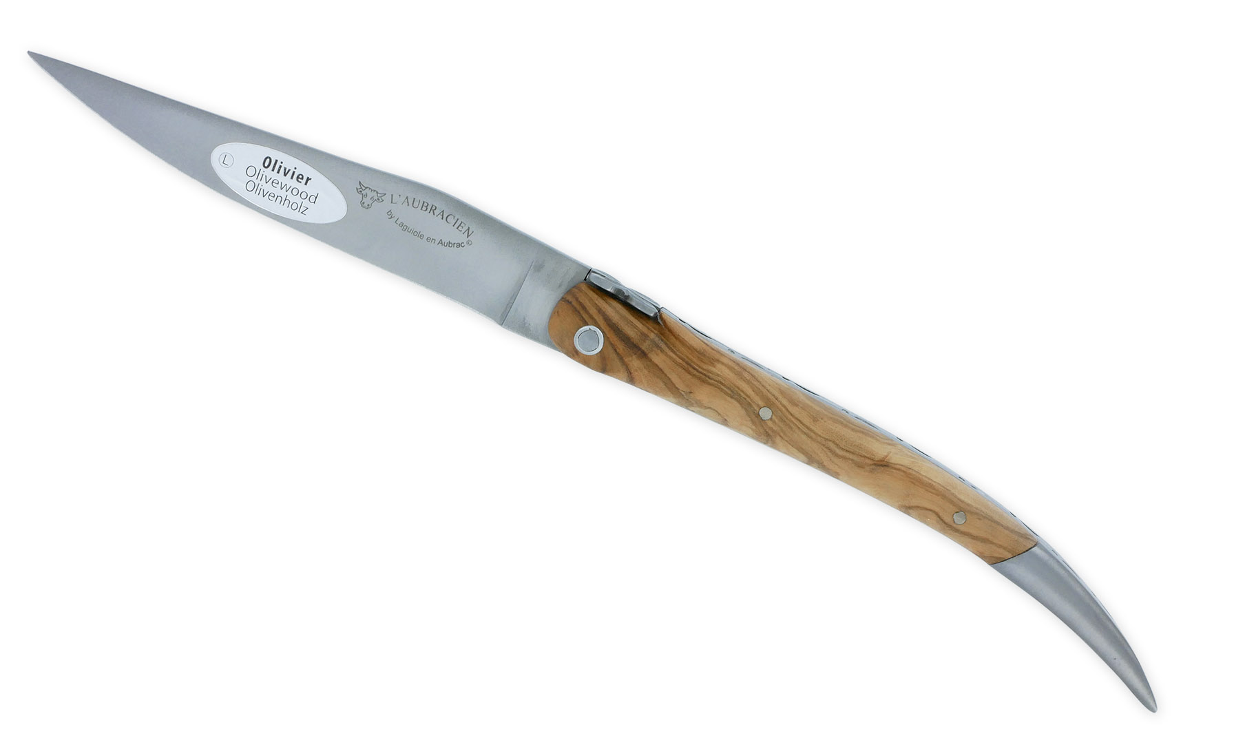 Couteau Laguiole en Aubrac L'Aubracien 1 Pièce 12 cm Olivier 1 Mitre Inox Brossé Mouche Fleur de l'Aubrac
