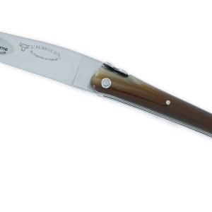Couteau Laguiole en Aubrac L'Aubracien 1 Pièce 12 cm Pointe de Corne 1 Mitre Inox Brillant Mouche Fleur de l'Aubrac