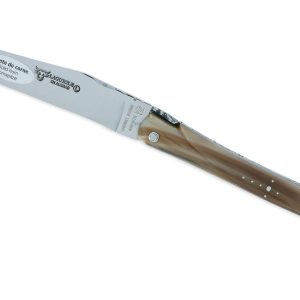 Couteau Laguiole en Aubrac d'Autrefois 1 Pièce 14 cm Pointe de Corne Plein Manche Lame Sandvik Brillante
