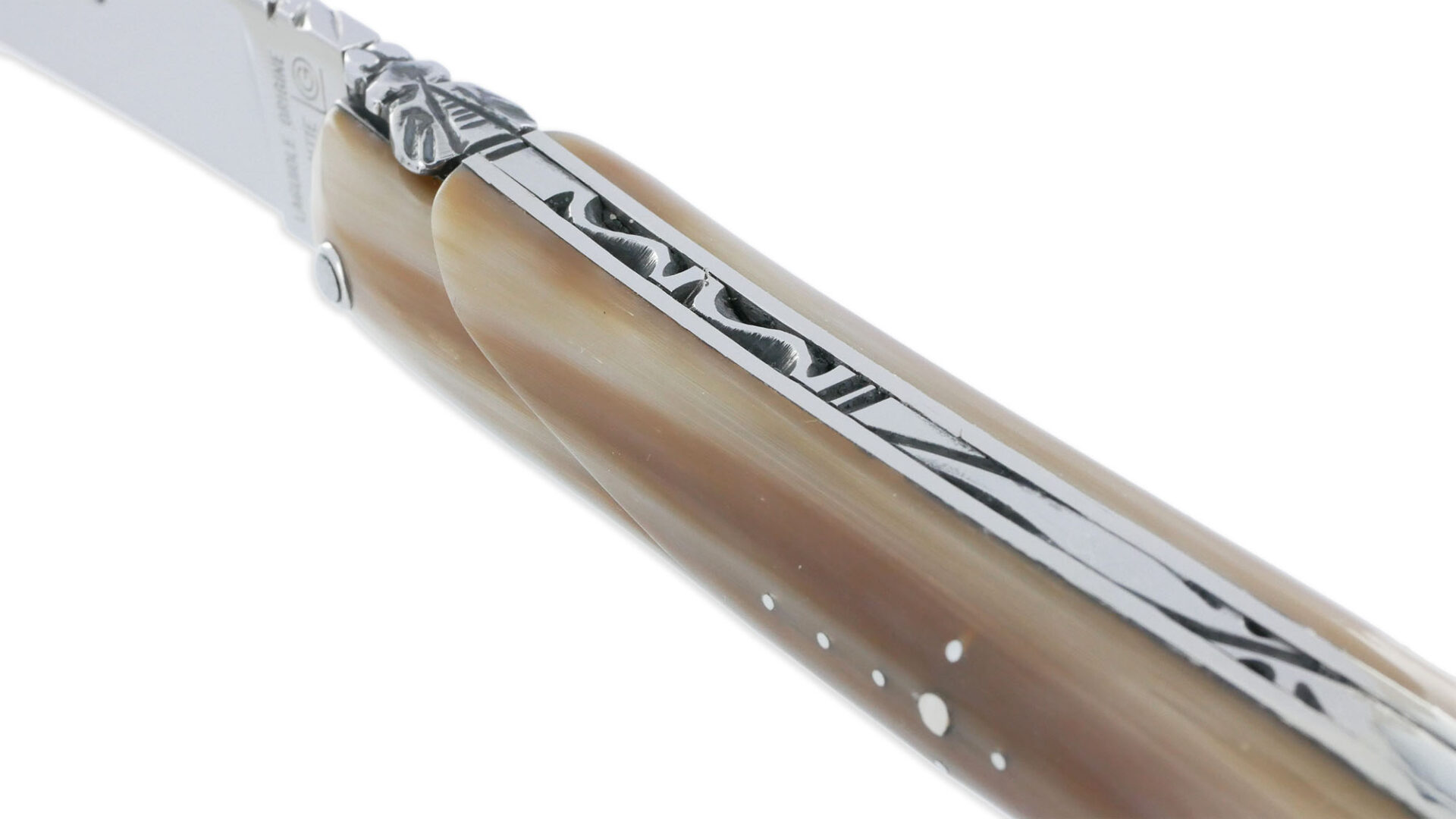 Couteau Laguiole en Aubrac d'Autrefois 1 Pièce 14 cm Pointe de Corne Plein Manche Lame Sandvik Brillante