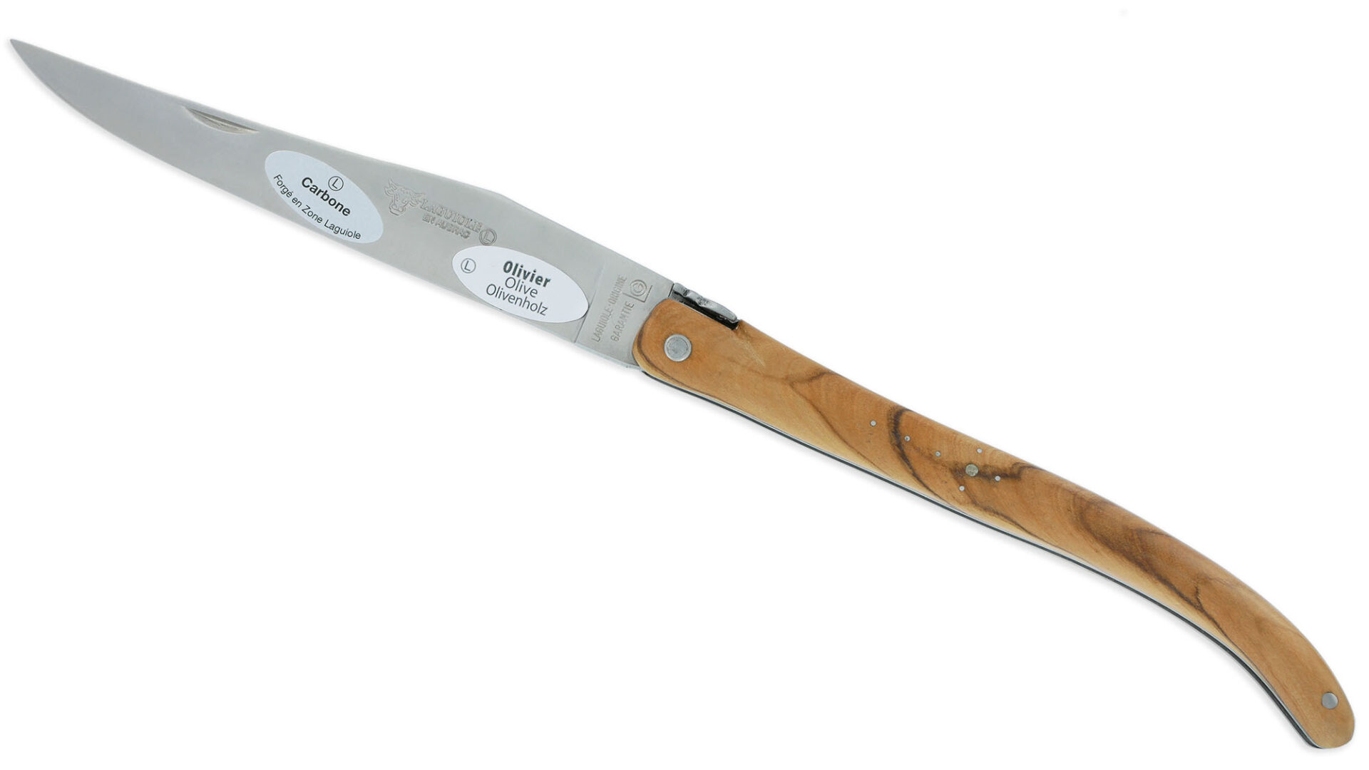 Couteau Laguiole en Aubrac d'Autrefois 1 Pièce 14 cm Olivier Plein Manche Lame Sandvik Brillante