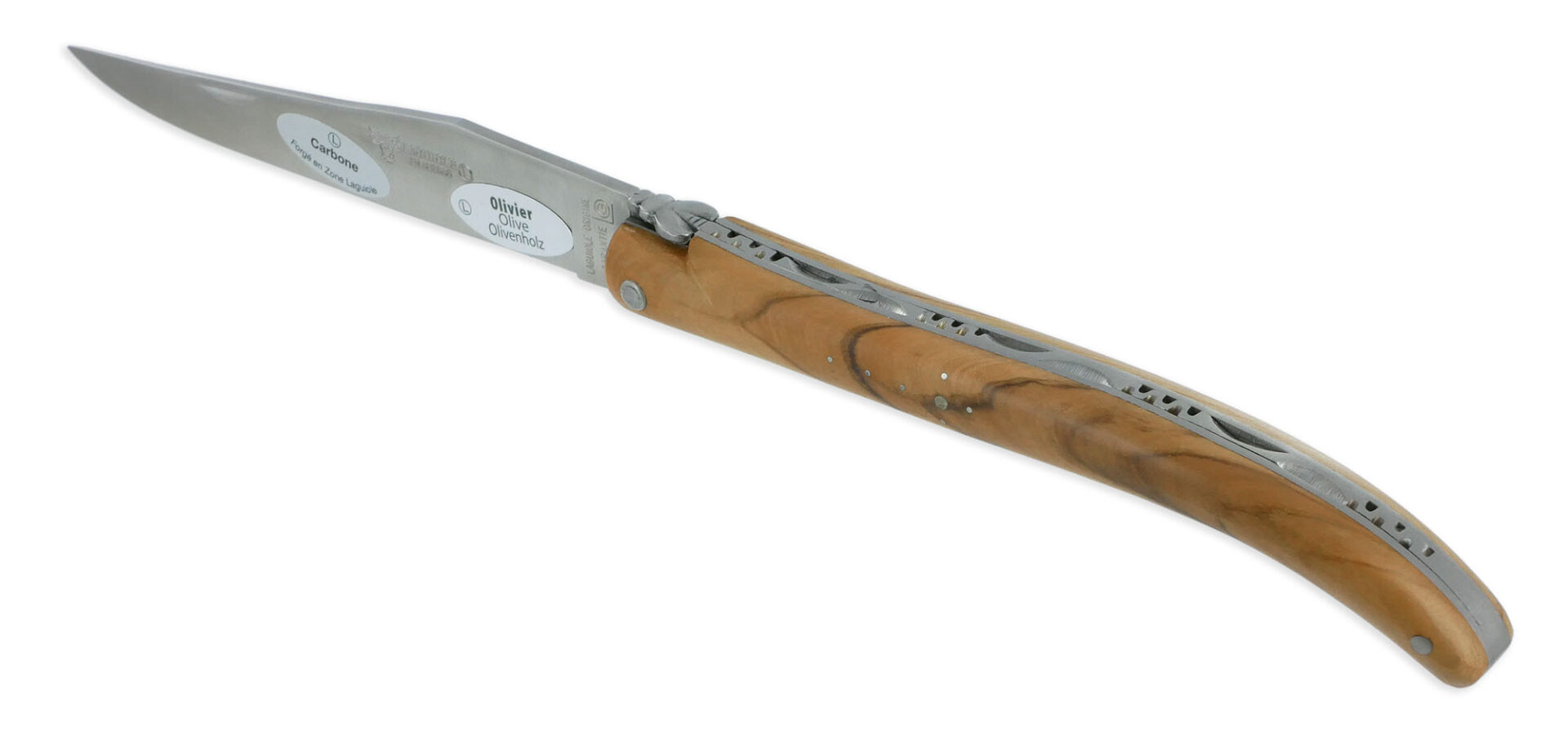 Couteau Laguiole en Aubrac d'Autrefois 1 Pièce 14 cm Olivier Plein Manche Lame Sandvik Brillante