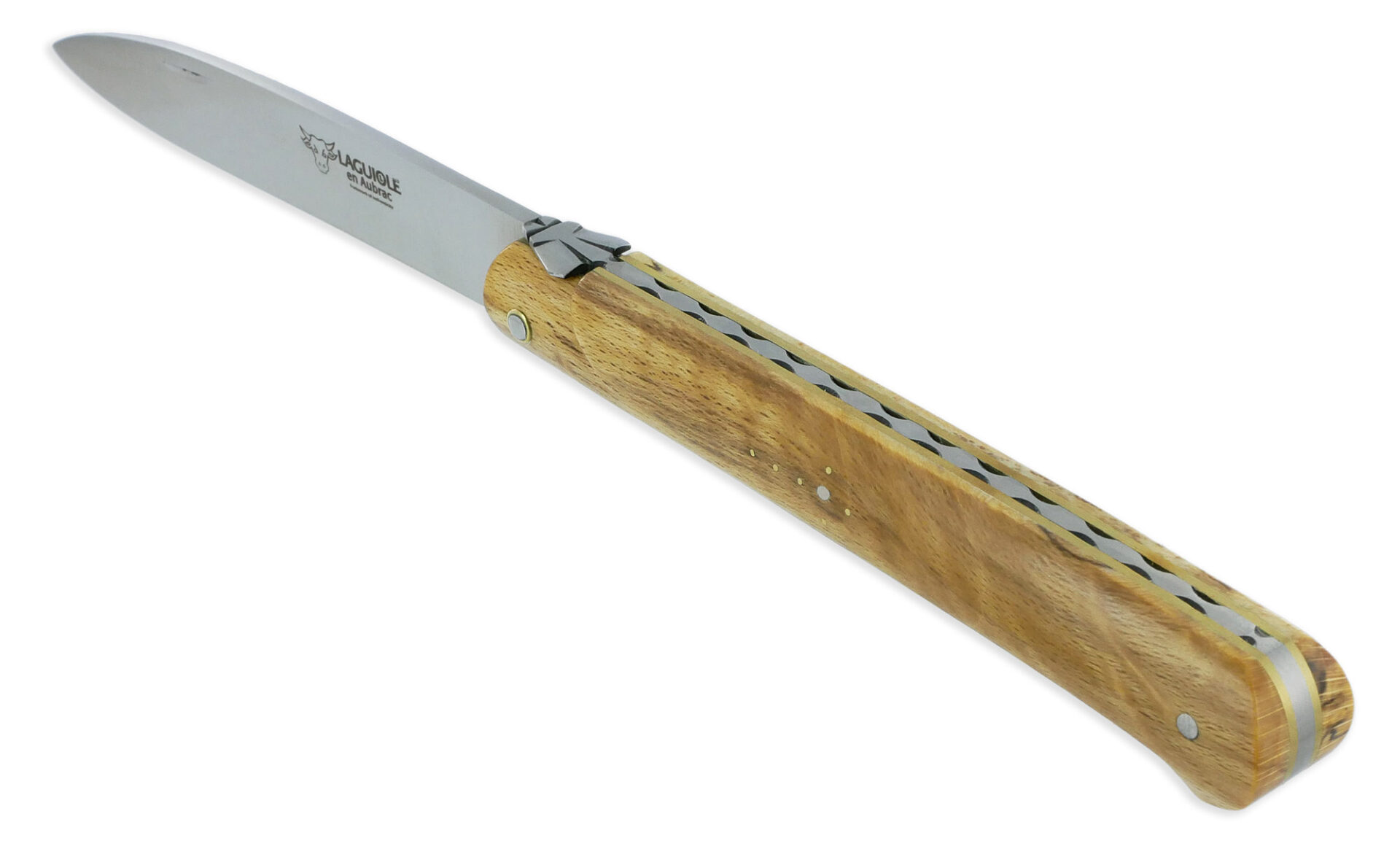 Couteau Laguiole en Aubrac Droit 1 Pièce 13 cm Bois d'Aubrac Plein Manche Lame Inox Brossé