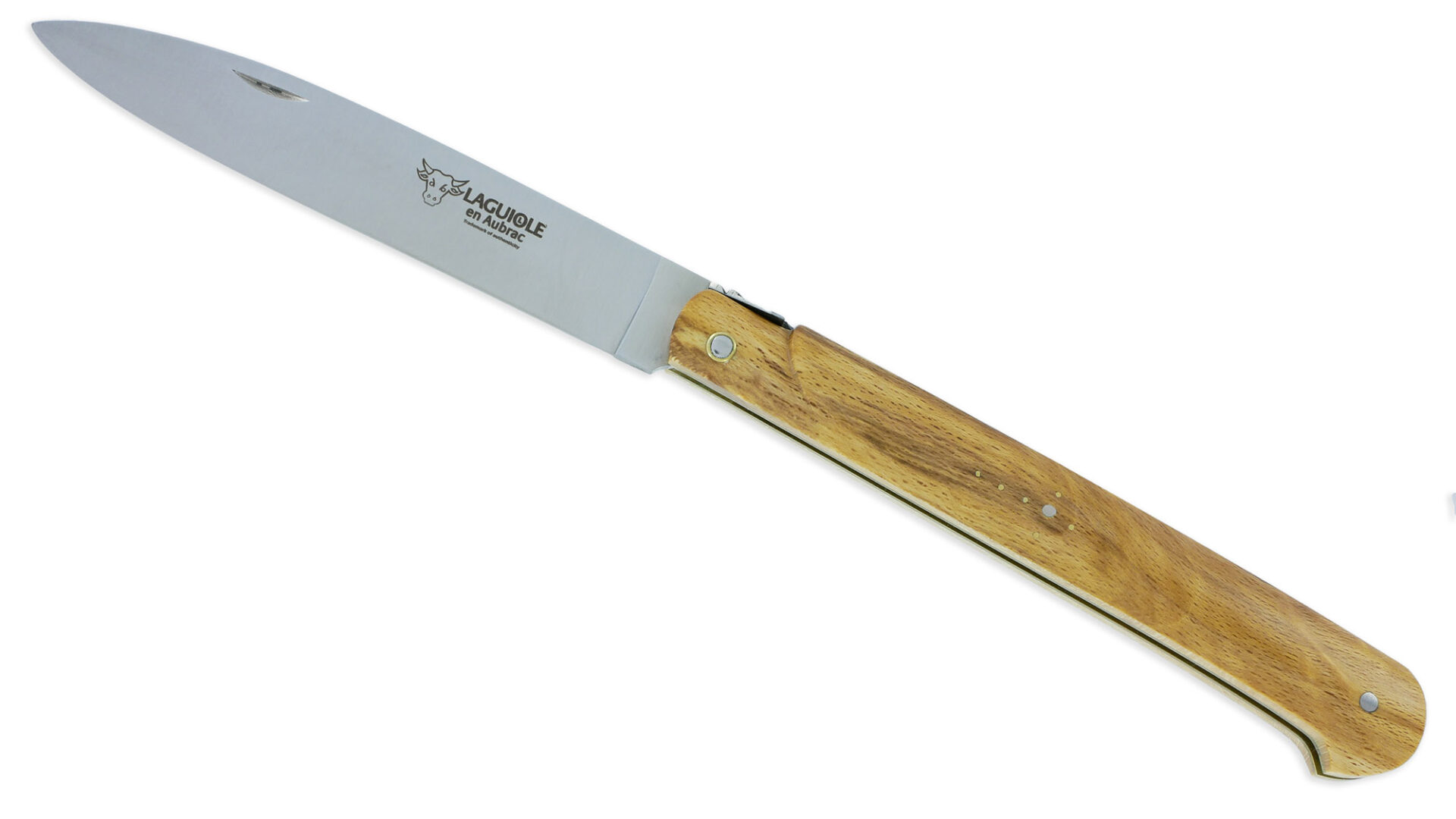 Couteau Laguiole en Aubrac Droit 1 Pièce 13 cm Bois d'Aubrac Plein Manche Lame Inox Brossé