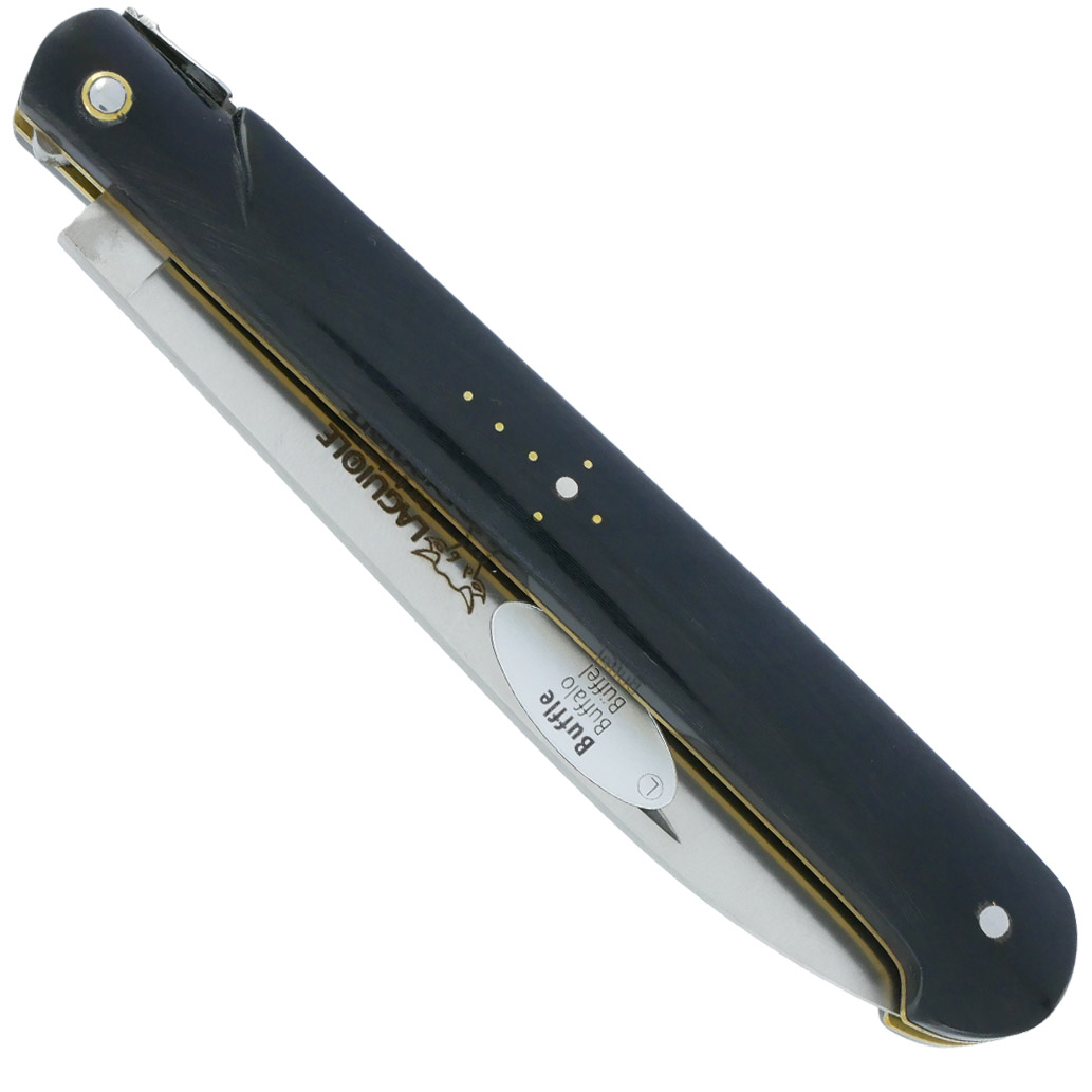 Couteau Laguiole en Aubrac Droit 1 Pièce 13 cm Buffle Plein Manche Lame Inox Brossé