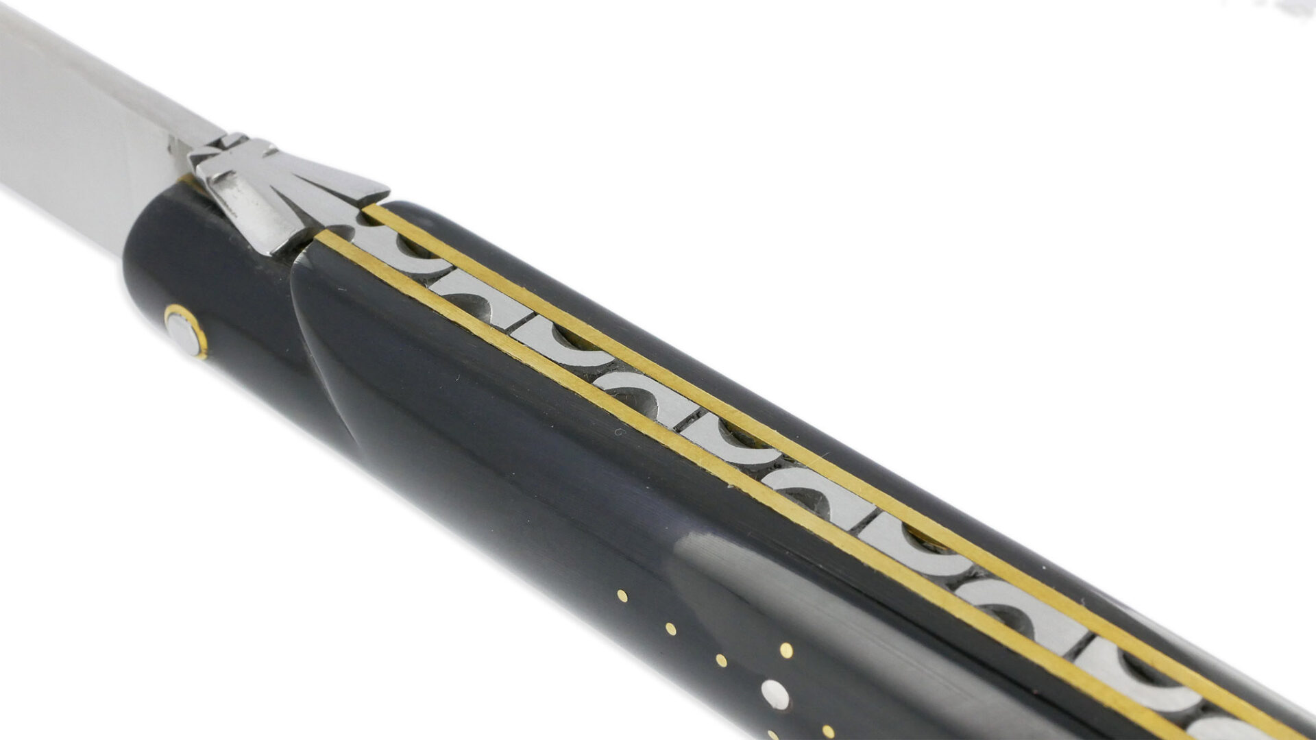 Couteau Laguiole en Aubrac Droit 1 Pièce 13 cm Buffle Plein Manche Lame Inox Brossé