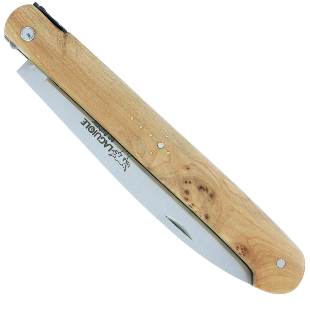 Couteau Laguiole en Aubrac Droit 1 Pièce 13 cm Genévrier Plein Manche Lame Inox Brossé