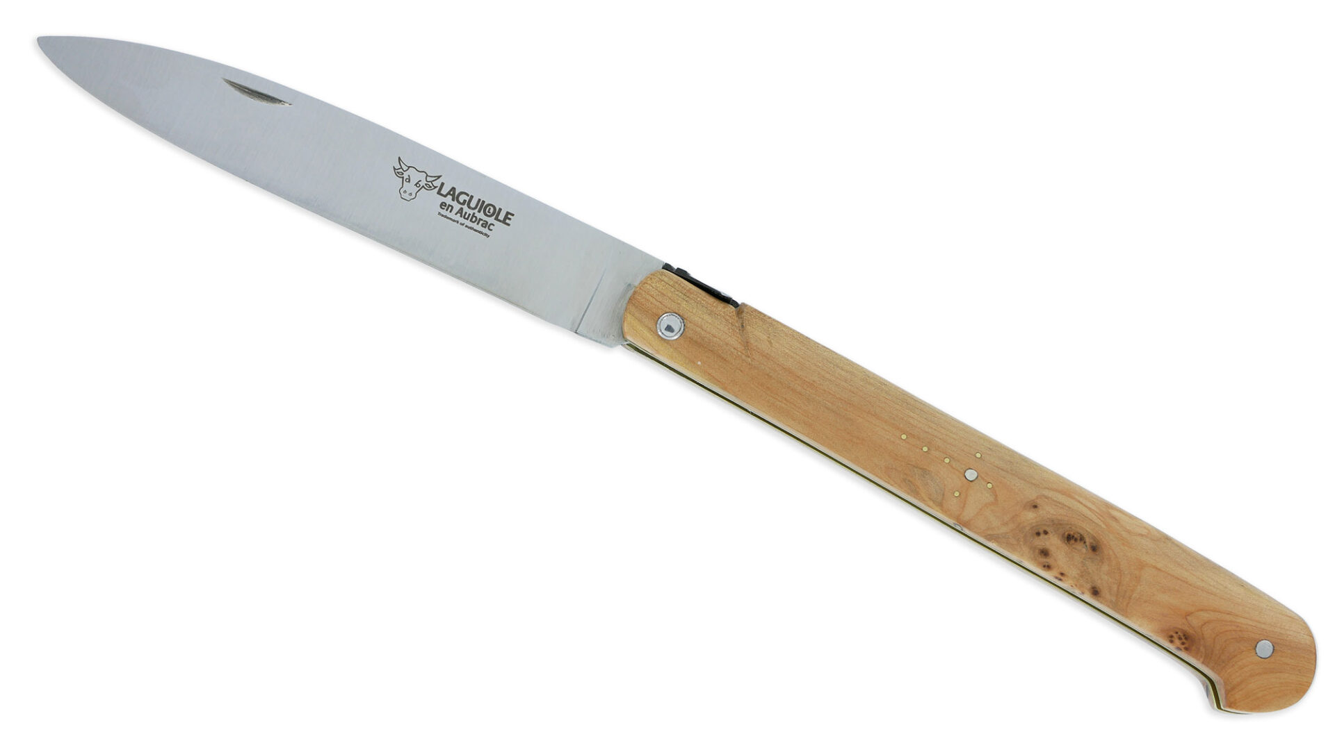 Couteau Laguiole en Aubrac Droit 1 Pièce 13 cm Genévrier Plein Manche Lame Inox Brossé