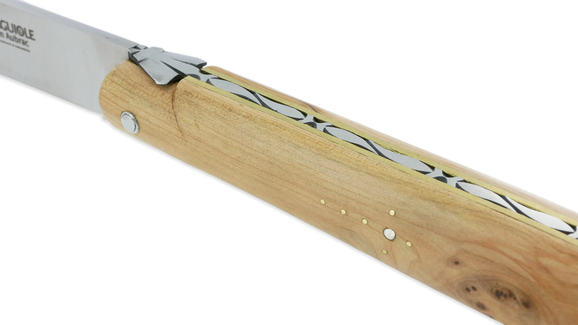 Couteau Laguiole en Aubrac Droit 1 Pièce 13 cm Genévrier Plein Manche Lame Inox Brossé