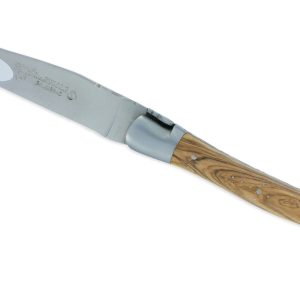 Couteau Laguiole en Aubrac Grande Taille 1 Pièce 13 cm Manche en Olivier 2 Mitres Inox Brossé