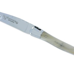 Couteau Laguiole en Aubrac Grande Taille 1 Pièce 13 cm Manche en Pointe de Corne 2 Mitres Inox Brillant