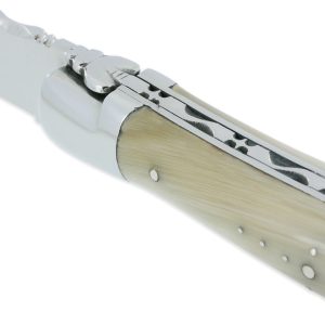 Couteau Laguiole en Aubrac Grande Taille 1 Pièce 13 cm Manche en Pointe de Corne 2 Mitres Inox Brillant