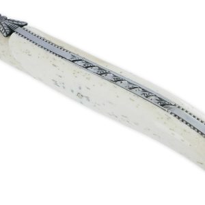 Couteau Laguiole en Aubrac “Le Perlé” 1 pièce 12cm Plein Manche Os Platines Perlées Ressort Guilloché Lame Damas Balbach Mouche Prestige N°12