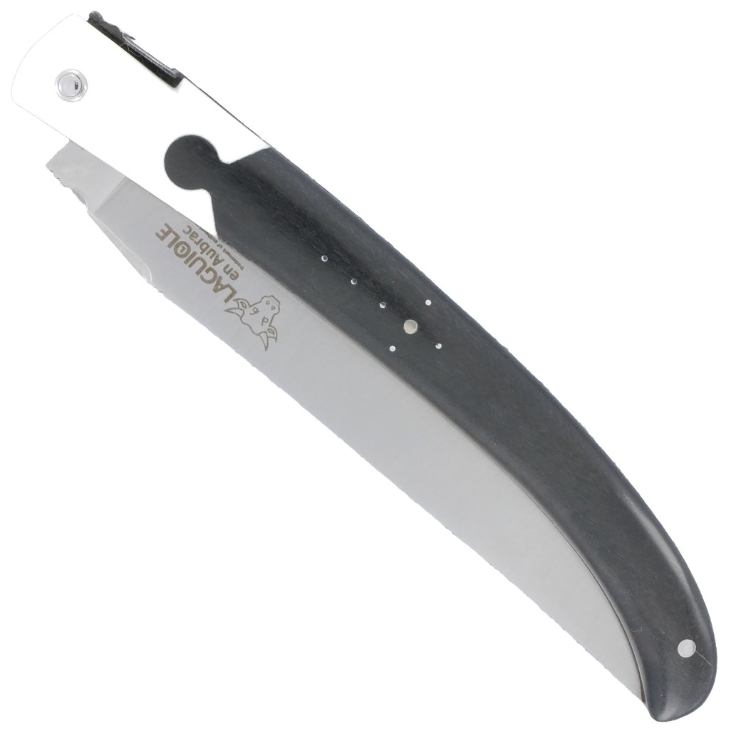 Couteau Laguiole en Aubrac NEO 1 Pièce 14 cm Plein Manche en Ebène et Corian Blanc Finition Inox Brossé