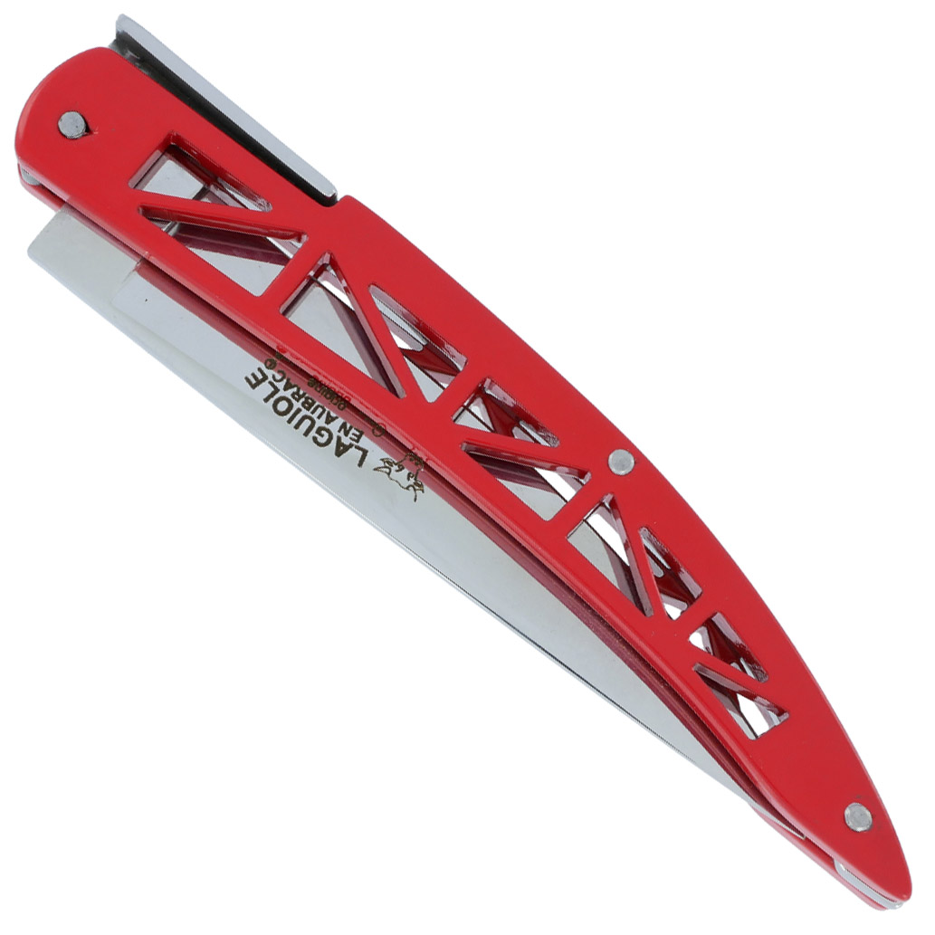 Couteau Laguiole en Aubrac Origine GOLDEN GATE Plein Manche 12 cm Rouge