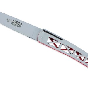 Couteau Laguiole en Aubrac Origine GOLDEN GATE Plein Manche 12cm Rouge et Poli Mirroir
